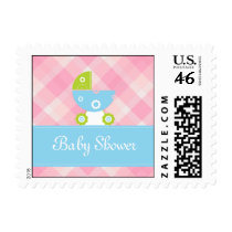 Baby shower pink and blue invitation postage