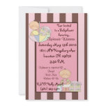 baby shower,pink,brown,strips,invatation,cute invitations