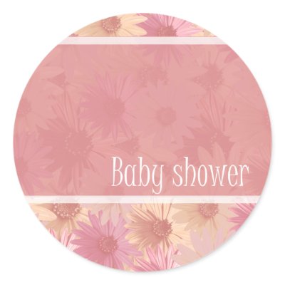 baby shower pink daisy stickers by partypassion