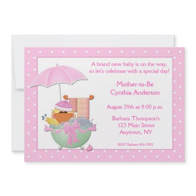 Baby Shower Pink Duck Bath Invitation by StarStock