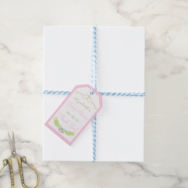 Baby Shower Pink Floral Wreath Pack Of Gift Tags-2