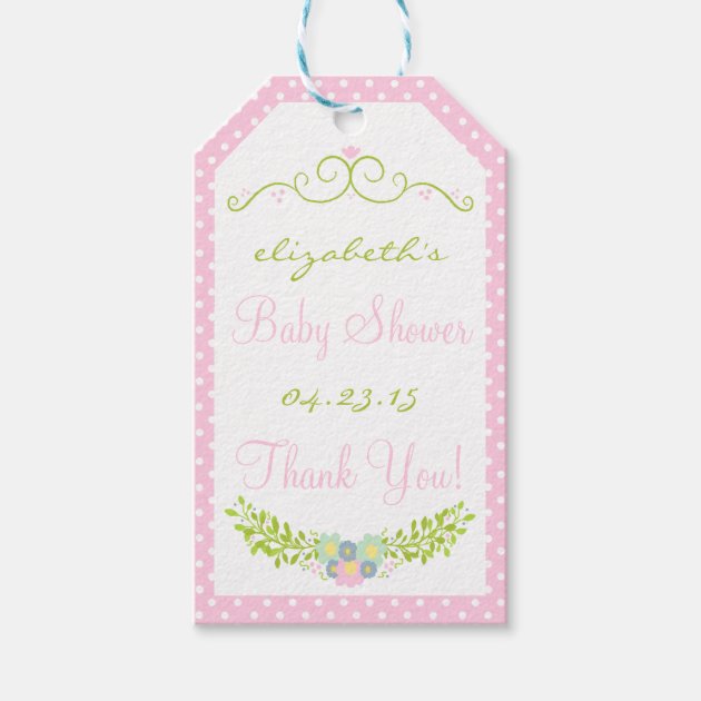 Baby Shower Pink Floral Wreath Pack Of Gift Tags