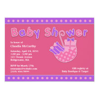 Baby Shower Pink Purple Flat Invitation