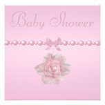 Baby Shower Pink Rose, Shoes, & Jewel Pacifier Personalized Announcement