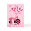 Baby Shower Pink Tractor with Balloons Invitation cards