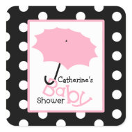 Baby Shower Pink Umbrella & Polka Dots sticker