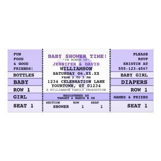 Baby Shower Purple Concert Ticket Invitation