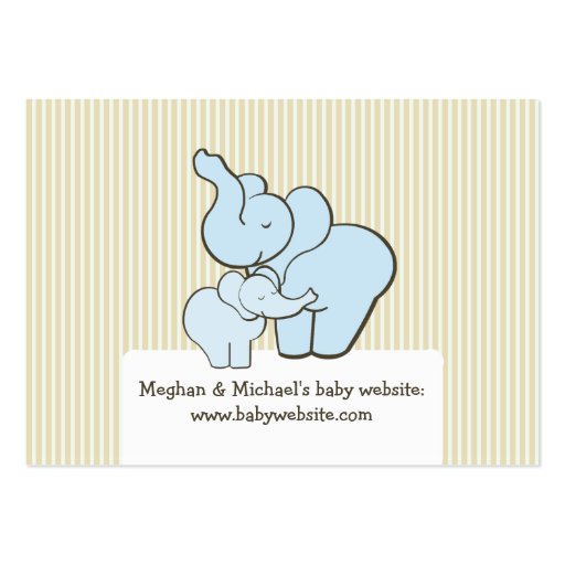 Baby Shower Registry Card Blue Elephant Hugs Business Card Template (back side)
