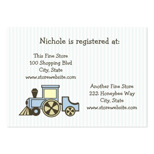 choo choo baby registry card to match our baby shower invitation ...