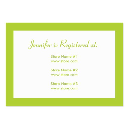 Baby Shower Registry Card with Date - Green Business Card