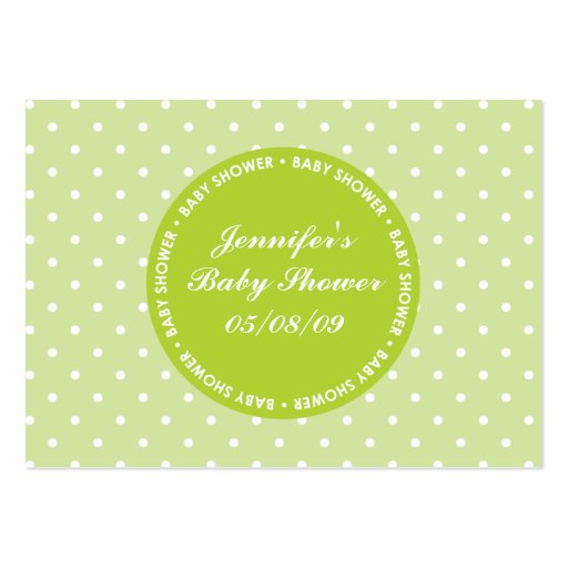 Baby Shower Registry Card with Date - Green Business Card (back side)