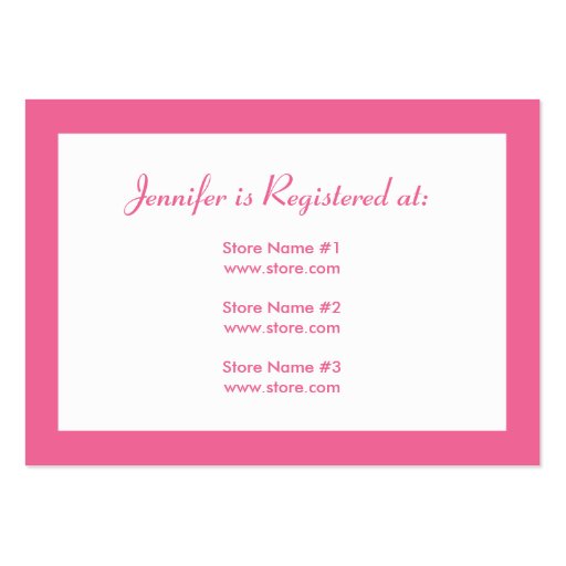 Baby Shower Registry Card with Date - Pink Dots Business Cards (front side)