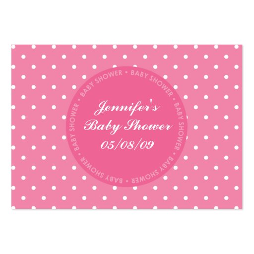Baby Shower Registry Card with Date - Pink Dots Business Cards (back side)