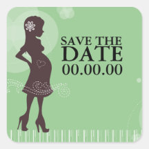 Baby Shower Save the Date Square Stickers
