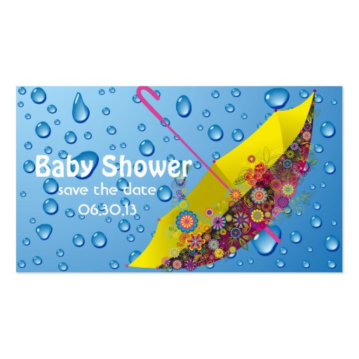 Baby Shower Save the Date Umbrella Business Card (front side)