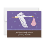 Baby Shower Stork Registry Card - Purple and Brown