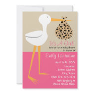 Baby Shower - Stork With Leopard Print Bundle invitation