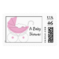 Baby Shower Stroller Postage Stamp by babyshowergalore Baby Shower Stroller Postage Stamp