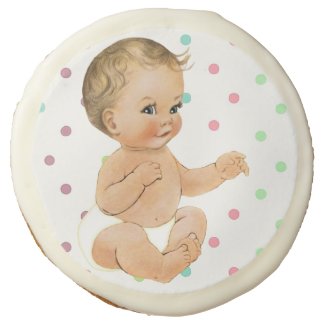 Baby Shower Sugar Cookie with vintage baby