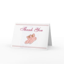 Baby Shower Thank You Card w/ Cute Booties (Pink) by christymurphy123 Baby Shower Thank You Card w/ Cute Booties (Pink)