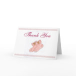 Baby Shower Thank You Card w/ Cute Booties (Pink)