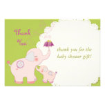 Baby Shower Thank You Flat Cards: Pink Elephants Invite