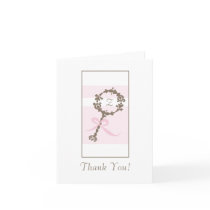 Baby Shower Thank You - Pink Rattle Greeting Cards