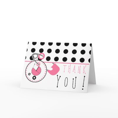 Baby Shower Thank You - Polka Dot & Diaper Pin Cards by thepinkschoolhouse