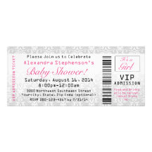 Baby Shower Ticket Invitations, Girl