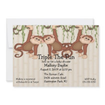Baby Shower Triplet Monkeys Personalized Announcements
