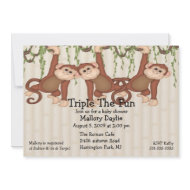 Baby Shower Triplet Monkeys invitation