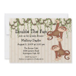 Baby Shower Twin Monkeys Announcements