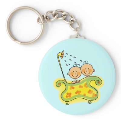 Baby shower (twins) key chains by jsoh