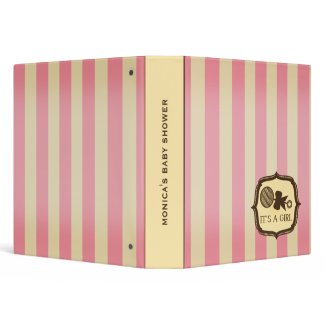 Baby Shower - Vintage Pink Stripes & Rattle binder