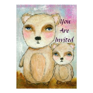 Baby Shower Whimsical Bears Art Painting Invitation