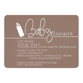 Baby Shower with Bottle in Tow 5x7 Paper Invitation Card