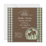 Baby Shower with Horses in Green Plaid Personalized Invite