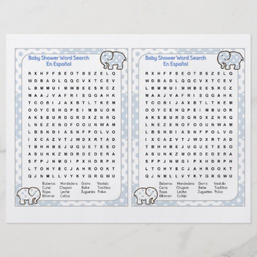 Baby Shower Word Search Spanish Flyer Zazzle