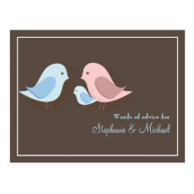 Baby Shower Words of Advice Card Lovebird Family Postcard