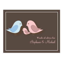 Baby Shower Words of Advice Card Lovebird Family Post Cards