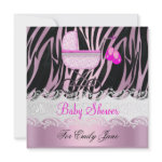 Baby Shower Zebra Pink White Baby Girl Invitations