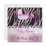 Baby Shower Zebra Pink White Baby Girl Invitations