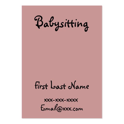 Baby Sitter Business Card (back side)
