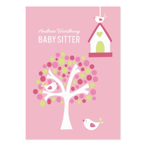 Baby Sitter Sitting Birds Business Card Template (front side)