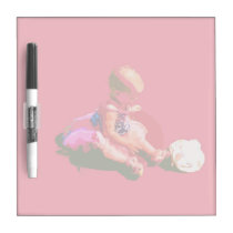 baby sitting and playing pink easter posterized co dry erase boards