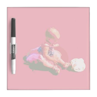 baby sitting and playing pink easter posterized co Dry-Erase board