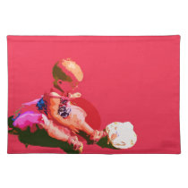 baby sitting and playing pink easter posterized co placemats