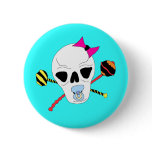 Baby Skull and Rattle Crossbones Button