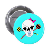 Baby Skull and Rattle Crossbones Button buttons