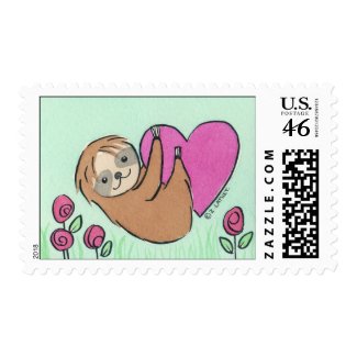 Baby Sloth Valentine - watercolor Postage